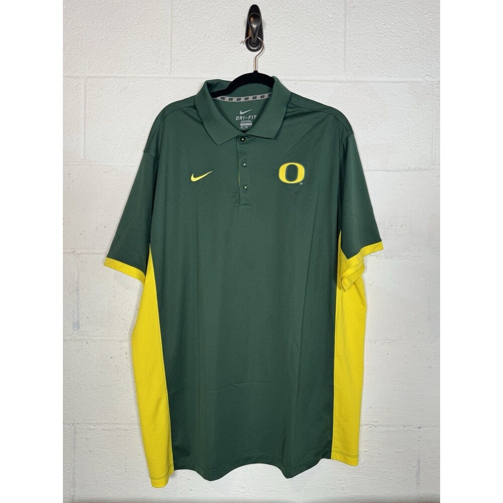 Nike Dri-FIT Oregon Ducks Polo Shirt XXL Green Yellow Team Gear Game Day‎